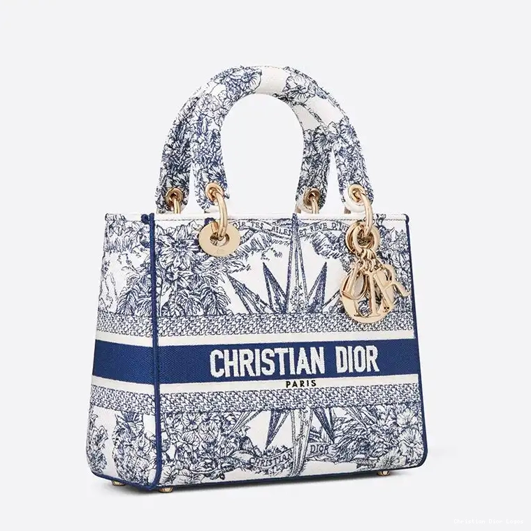 Cheap Canvas D-lite Motif Lady Reve d'Infini Bag Medium Blue 0412 Luxury